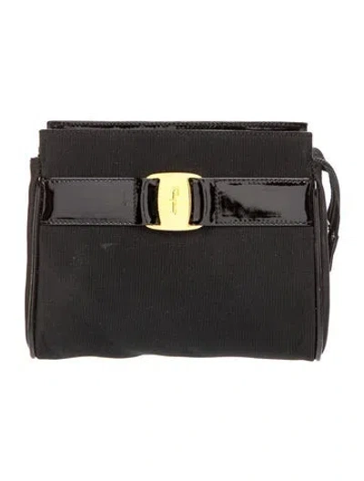 Pre-owned Ferragamo Canvas Clutch In Black