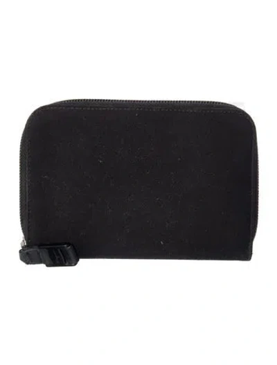 Pre-owned Ferragamo Canvas Compact Wallet In Black