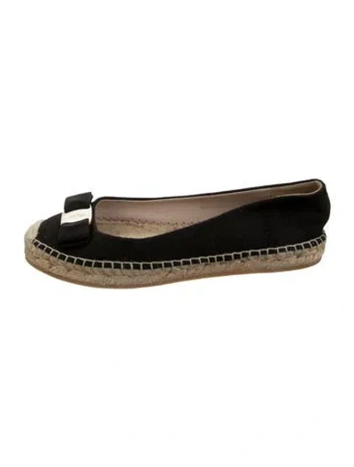 Pre-owned Ferragamo Canvas Grosgrain Trim Espadrilles In Black