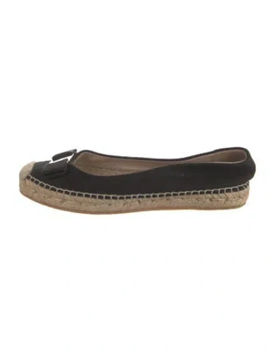 Pre-owned Ferragamo Canvas Grosgrain Trim Espadrilles In Black