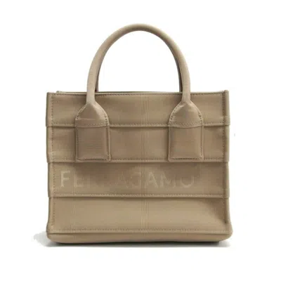 Pre-owned Ferragamo Canvas Handbag Tote Bag () In Beige