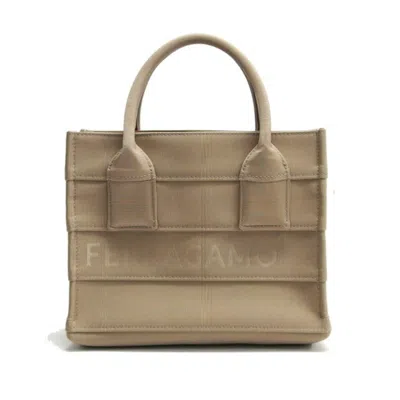 Pre-owned Ferragamo Canvas Handbag Tote Bag () In Sand