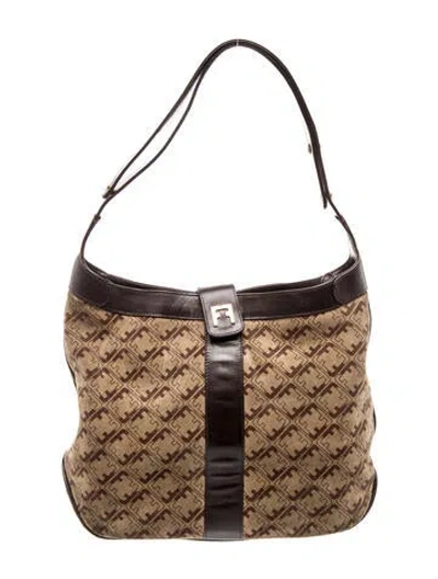 Pre-owned Ferragamo Canvas Hobo In Brown