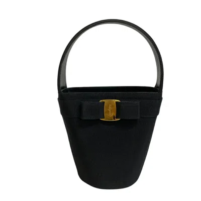 Pre-owned Ferragamo Canvas Leather Handbag () In Black