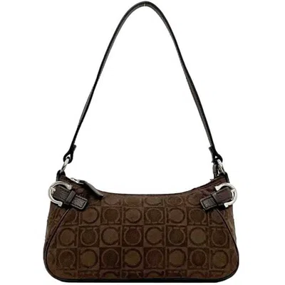 Pre-owned Ferragamo Canvas Leather Handbag () In Brown