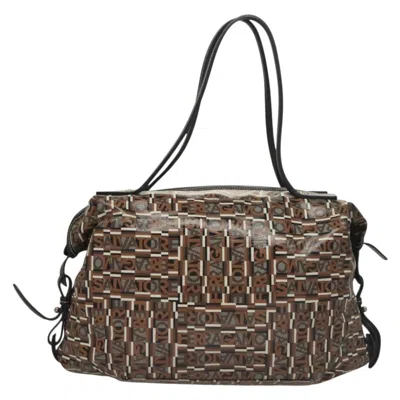 Pre-owned Ferragamo Canvas, Leather Handbag () In Brown
