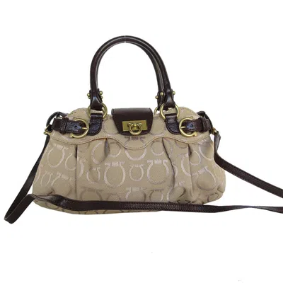 Pre-owned Ferragamo Canvas Leather Handbag Shoulder Bag () In Multi