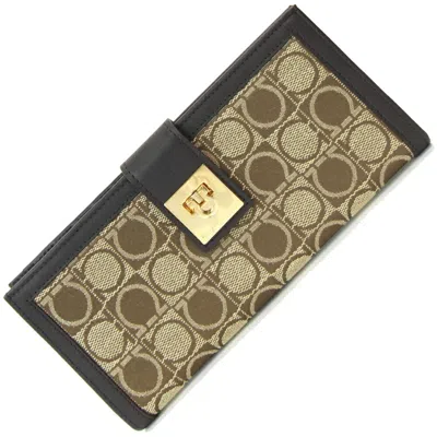 Pre-owned Ferragamo Canvas Leather Long Wallet (bi-fold) () In Multi