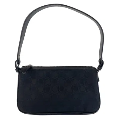 Pre-owned Ferragamo Canvas Leather Shoulder Bag () In Black