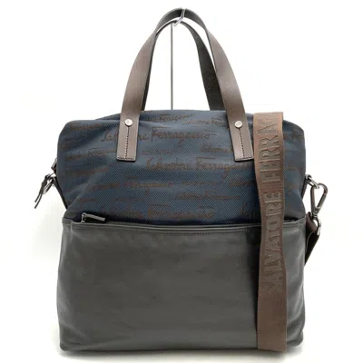 Pre-owned Ferragamo Canvas Leather Shoulder Bag Tote Bag () In Brown