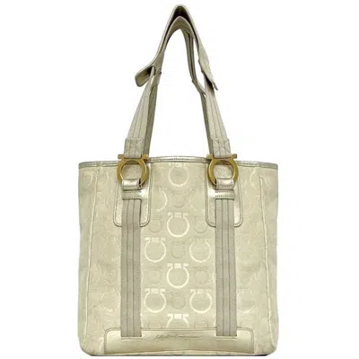Pre-owned Ferragamo Canvas Leather Tote Bag () In Sand