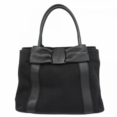 Pre-owned Ferragamo Canvas Leather Tote Bag () In Black