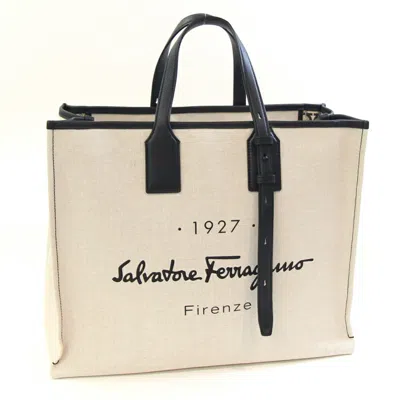 Pre-owned Ferragamo Canvas Leather Tote Bag () In Black