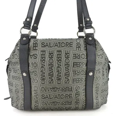 Pre-owned Ferragamo Canvas Leather Tote Bag () In Grey