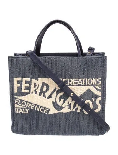 Pre-owned Ferragamo Canvas Messenger Bag In Blue