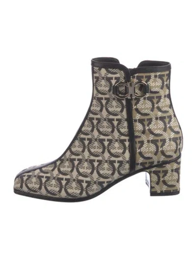Pre-owned Ferragamo Canvas Printed Boots
