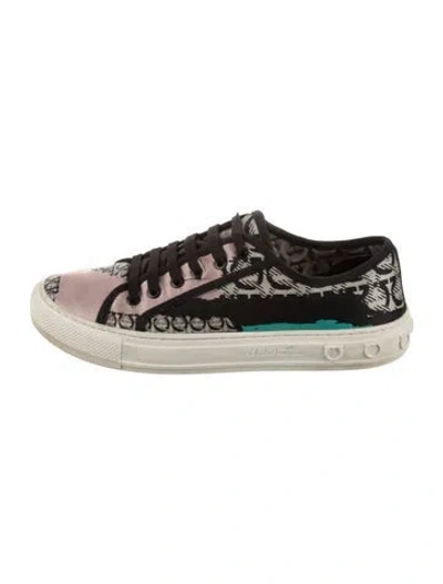 Pre-owned Ferragamo Canvas Printed Sneakers In Neutral