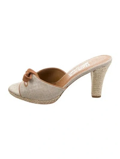 Pre-owned Ferragamo Canvas Sandals In Grey