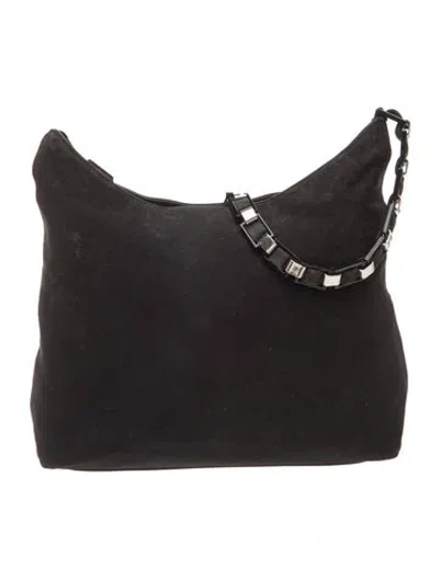 Pre-owned Ferragamo Canvas Shoulder Bag In Black