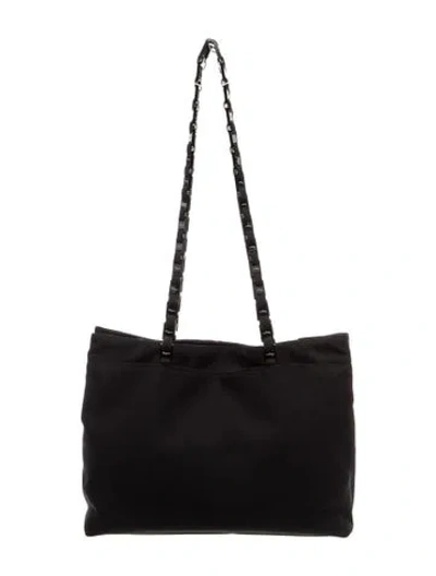 Pre-owned Ferragamo Canvas Shoulder Bag In Black