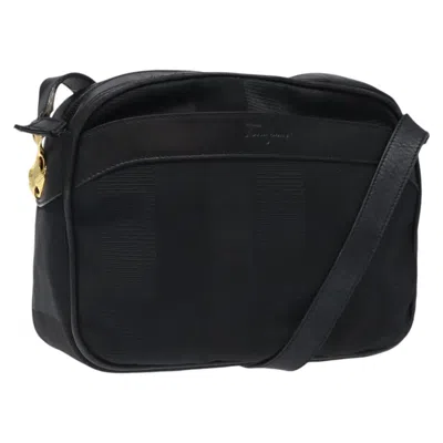 Pre-owned Ferragamo Canvas Shoulder Bag () In Black