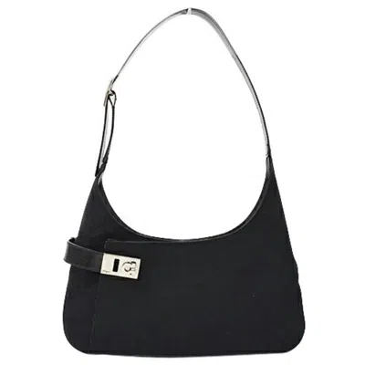 Pre-owned Ferragamo Canvas Shoulder Bag () In Black