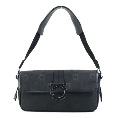 Pre-owned Ferragamo Canvas Shoulder Bag () In Black