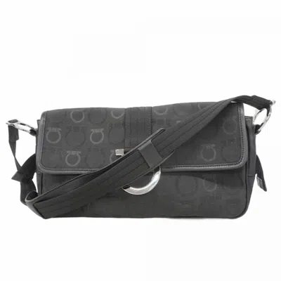 Pre-owned Ferragamo Canvas Shoulder Bag () In Black
