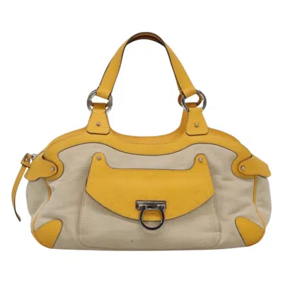Pre-owned Ferragamo Canvas Shoulder Bag () In Yellow