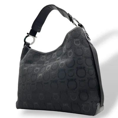 Pre-owned Ferragamo Canvas Shoulder Bag Tote Bag () In Black