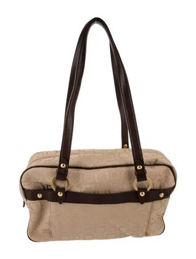 Pre-owned Ferragamo Canvas Top Handle Bag In Neutral