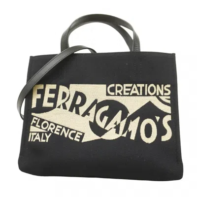 Pre-owned Ferragamo Canvas Tote Bag () In Black