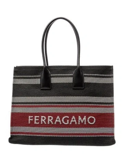 Pre-owned Ferragamo Canvas Tote In Black
