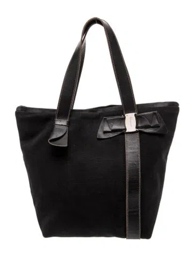 Pre-owned Ferragamo Canvas Tote In Black