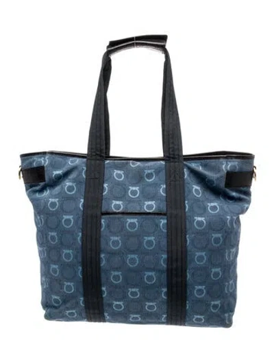 Pre-owned Ferragamo Canvas Tote In Blue