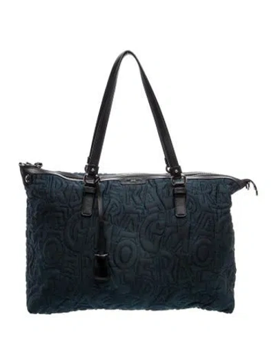 Pre-owned Ferragamo Canvas Tote In Blue