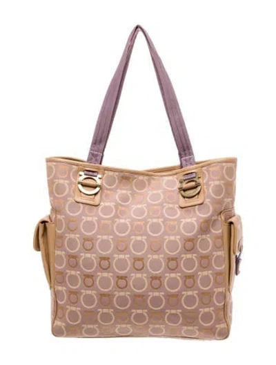 Pre-owned Ferragamo Canvas Tote In Neutral