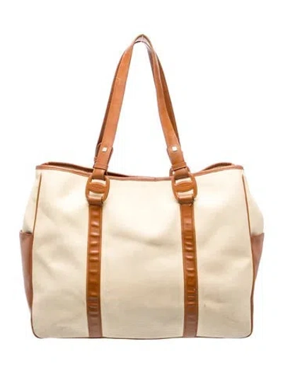 Pre-owned Ferragamo Canvas Tote In Neutral