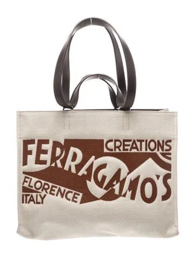 Pre-owned Ferragamo Canvas Tote In Neutral