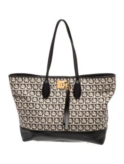 Pre-owned Ferragamo Canvas Tote In Neutrals