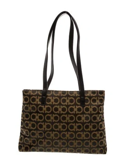 Pre-owned Ferragamo Canvas Tote In Neutrals