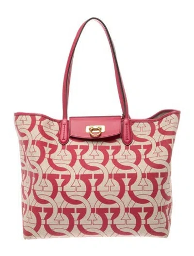 Pre-owned Ferragamo Canvas Tote In Red