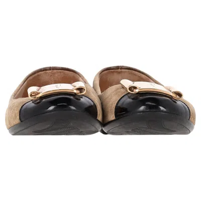 Pre-owned Ferragamo Cap Toe Ballerinas In Brown Suede