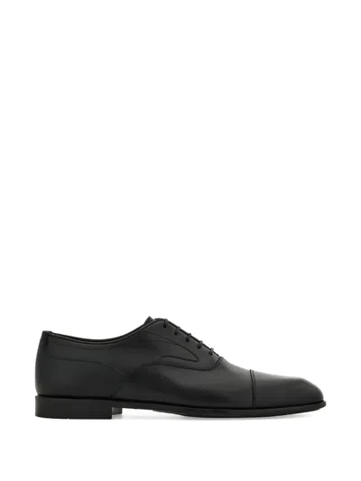 Ferragamo Cap-toe Lace-up Oxford Shoes In Black