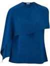 Ferragamo Viscose Top With Cape Detail In Blue