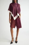 Ferragamo Cape Detail Sleeveless Silk Dress In Burgundy