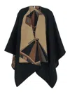 Ferragamo Geometric-print Cape In Black