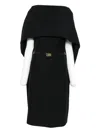 Ferragamo Kleid Mit Cape-ärmeln In Black