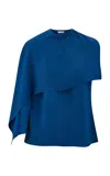 Ferragamo Viscose Top With Cape Detail In Blue