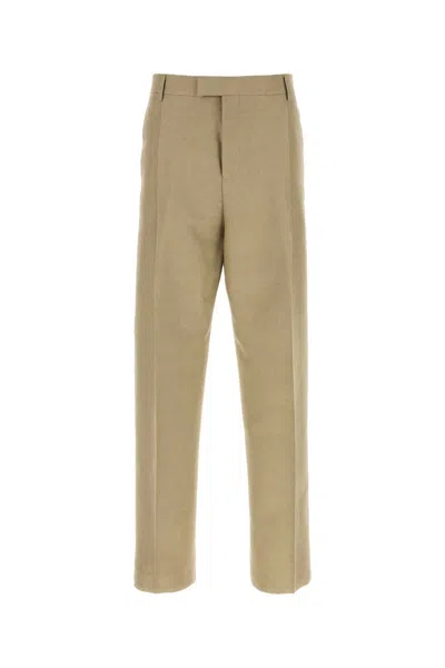 Ferragamo Cappuccino Cotton Blend Pant In Brown